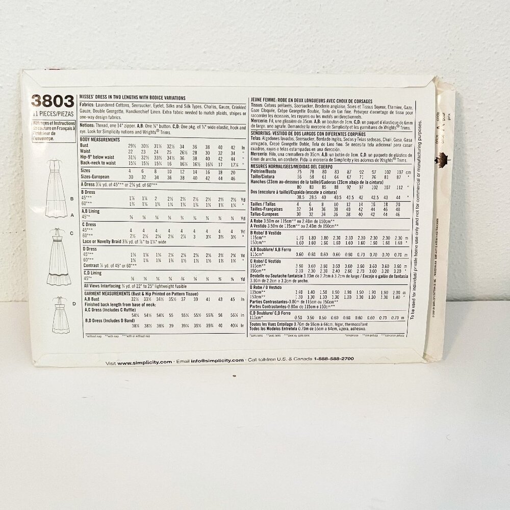 Simplicity Sewing Pattern 3803 - Picture 2 of 3